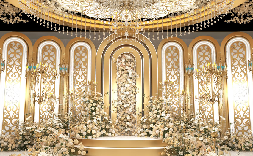 南华香槟色调婚礼堂效果展示